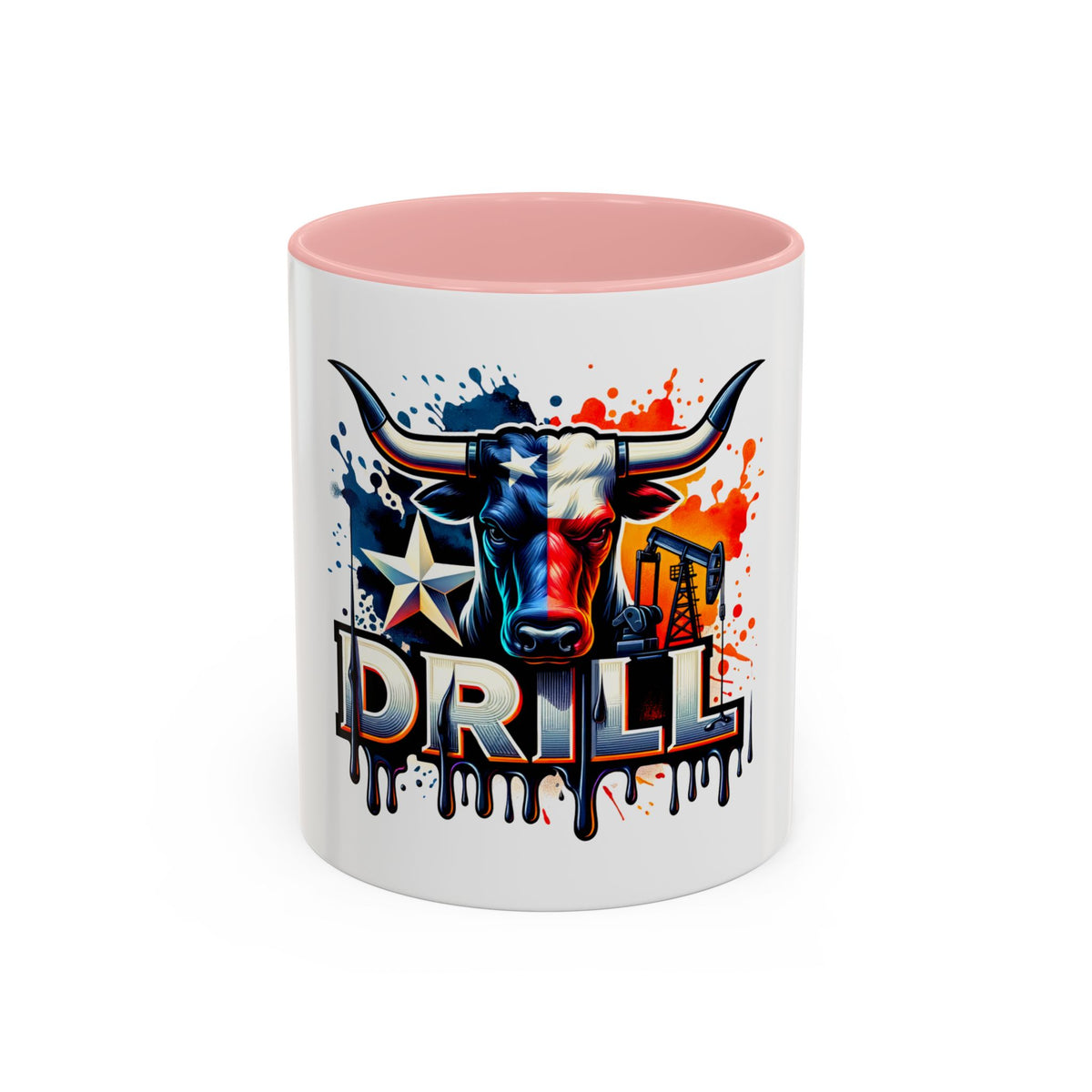 Drill Texas Bull Accent Coffee Mug – Oilfield Patriot 11/15oz