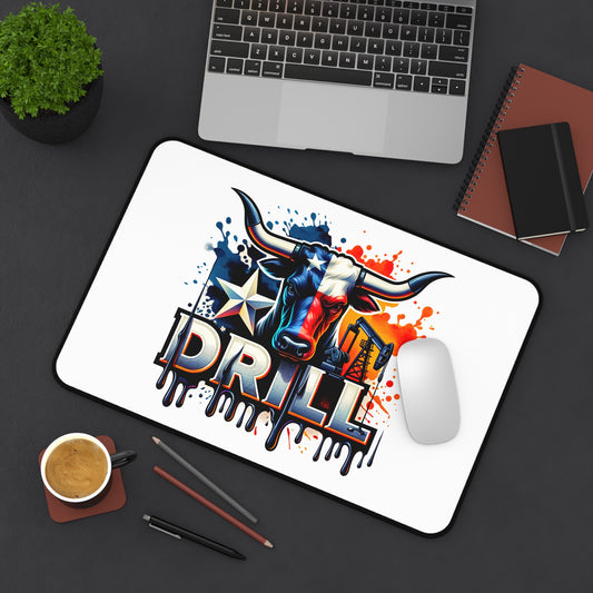 Drill Texas Bull Desk Mat — Oilfield Graphics Gaming Mousepad