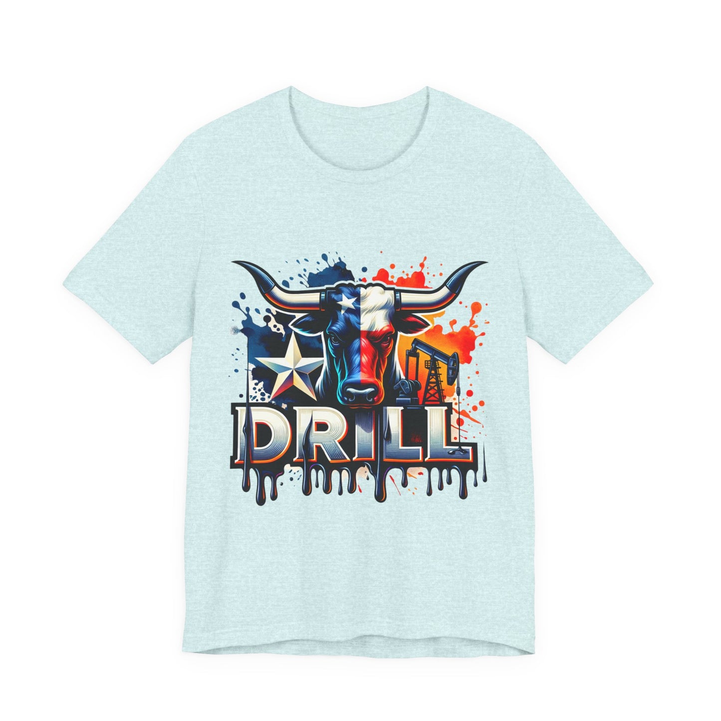 Drill Texas Bull Graphic Tee — American Flag Oilfield Design