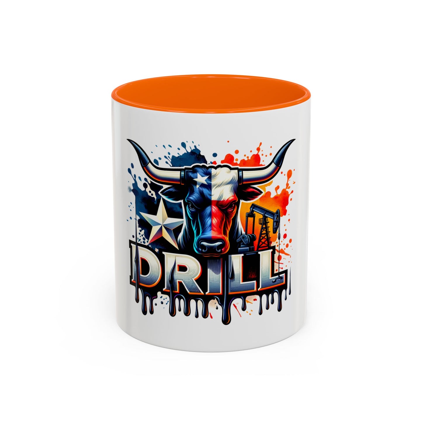 Drill Texas Bull Accent Coffee Mug – Oilfield Patriot 11/15oz