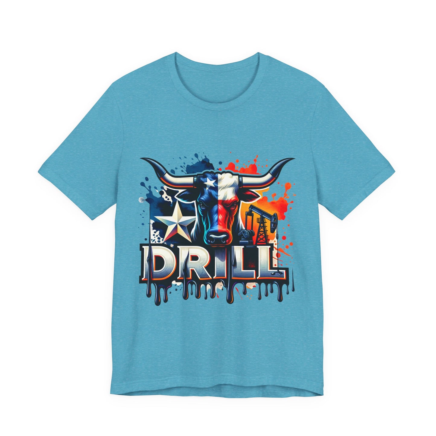 Drill Texas Bull Graphic Tee — American Flag Oilfield Design