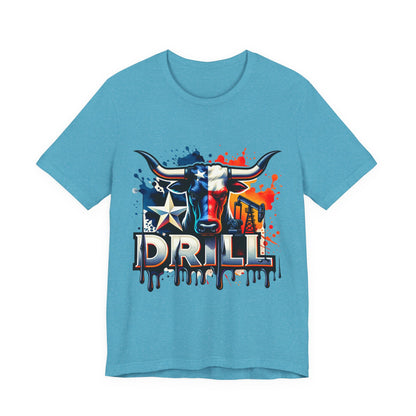 Drill Texas Bull Graphic Tee — American Flag Oilfield Design