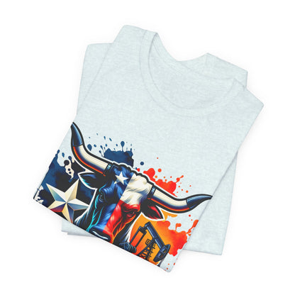 Drill Texas Bull Graphic Tee — American Flag Oilfield Design
