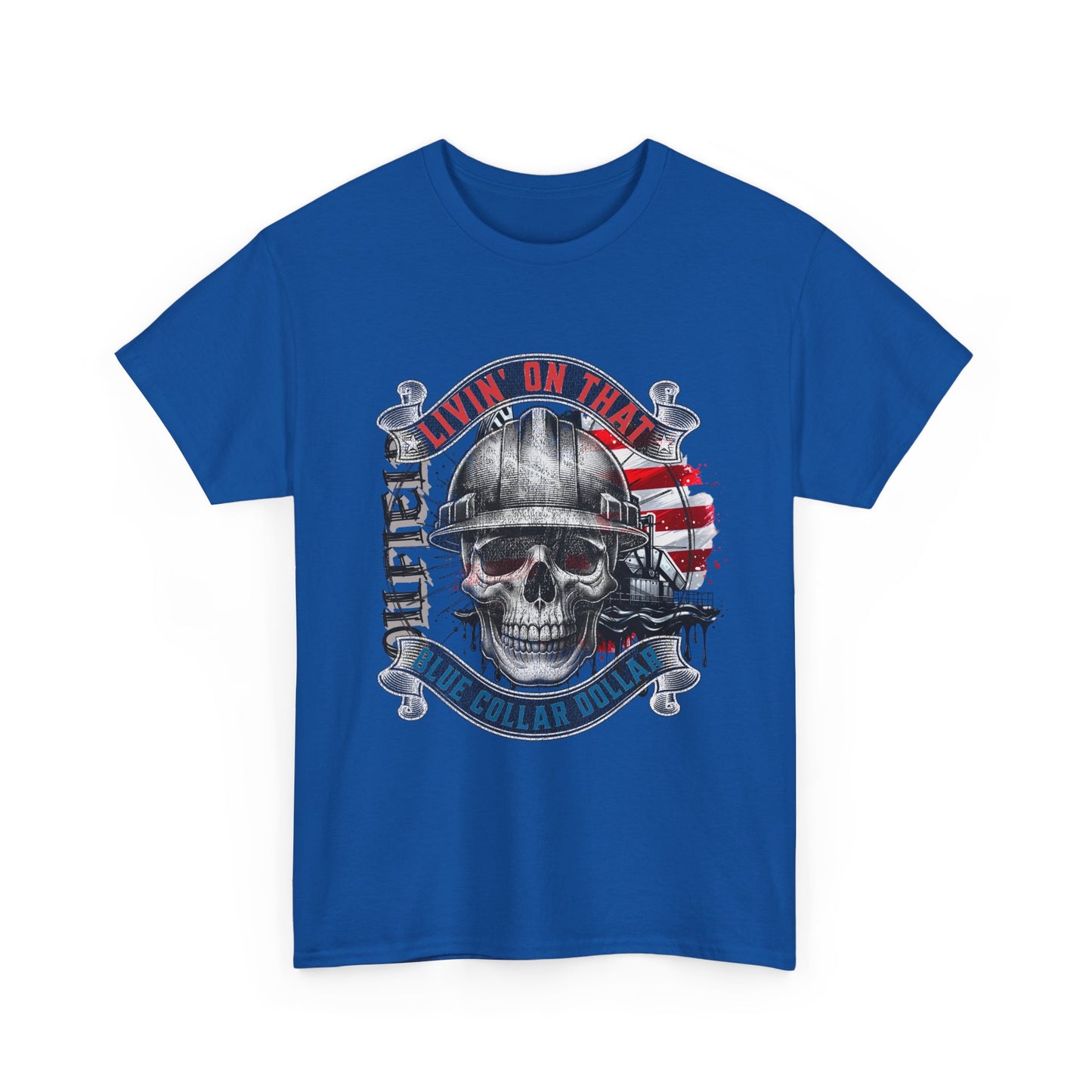 Graphic Tee — 'All Guts No Glory' Military Skull with American Flag