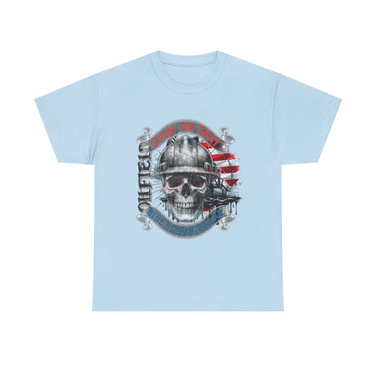 Graphic Tee — 'All Guts No Glory' Military Skull with American Flag
