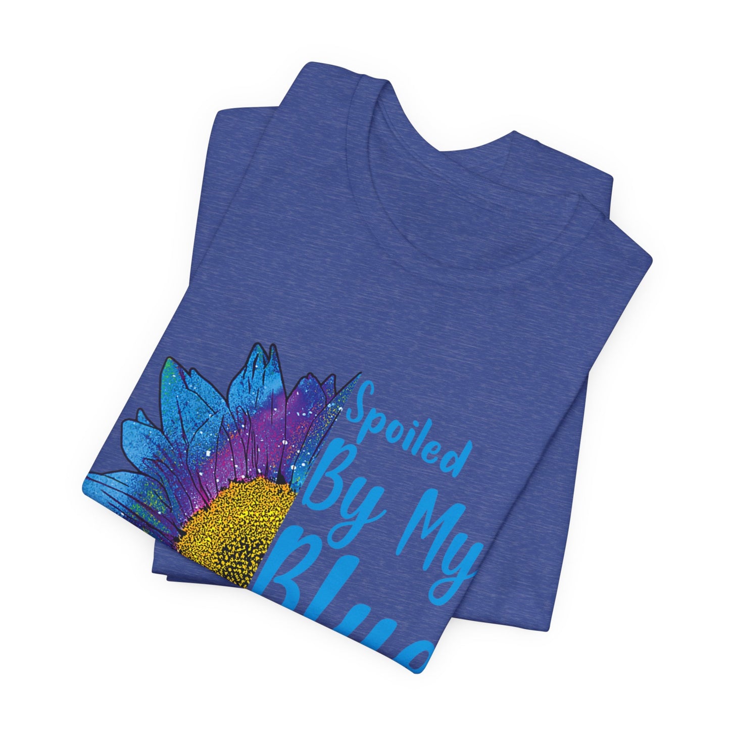 Spoiled By My Blue Collar Man T-Shirt – Blue Sunflower Graphic Tee for Wife/Girlfriend, Mother's Day & Work Pride
