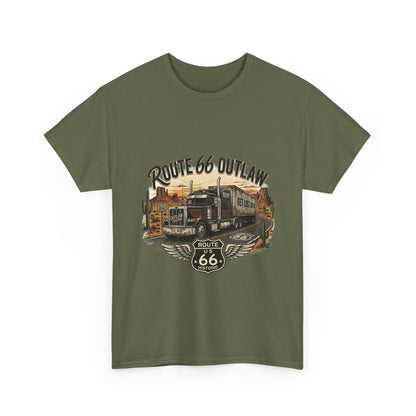 Route 66 Outlaw Trucker T‑Shirt — Vintage Route 66 Road Trip Tee