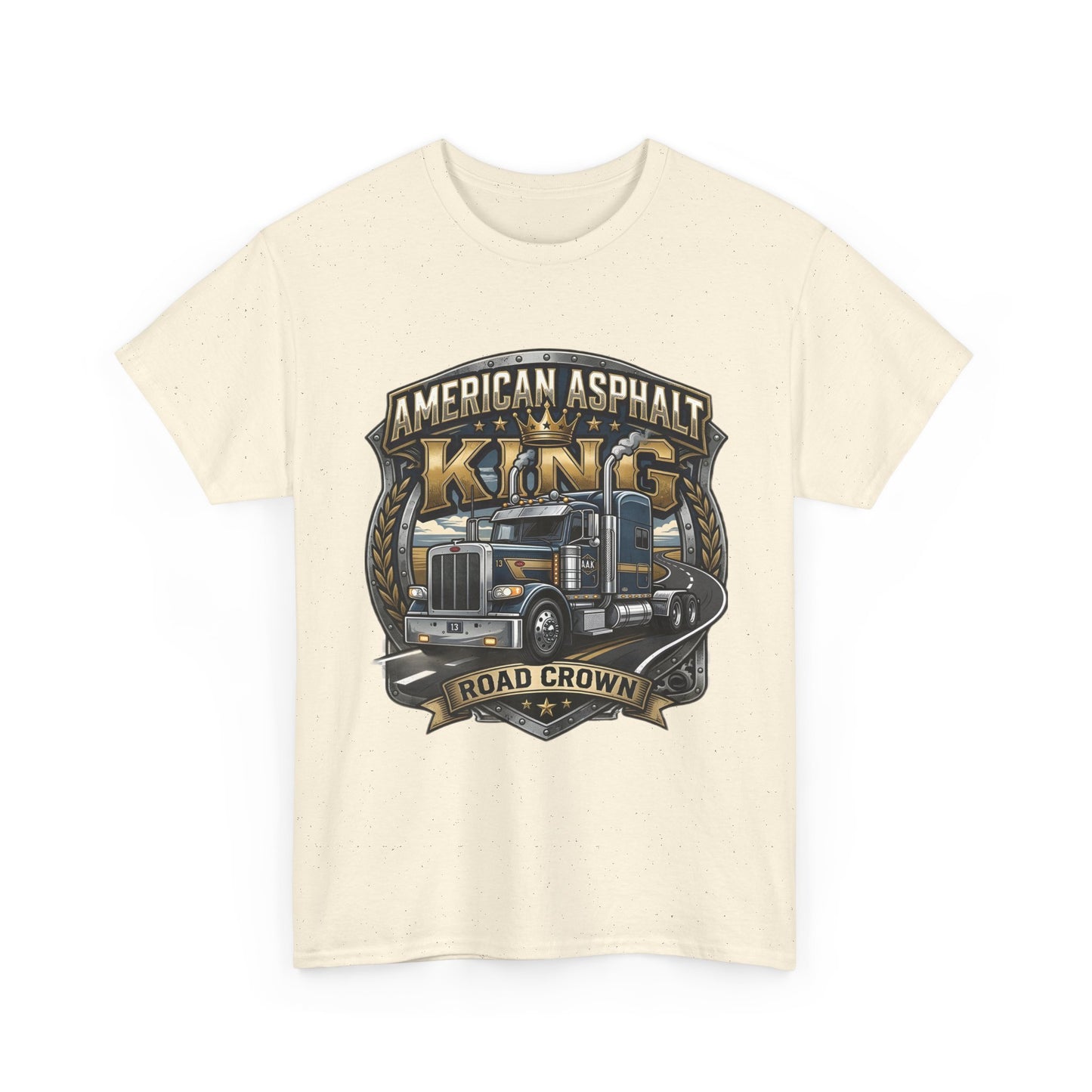 Trucker Tee — "American Asphalt King" Road Crown Semi Truck Graphic Shirt