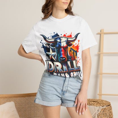 Drill Texas Bull T-Shirt — Patriotic Oilfield Graphic Tee