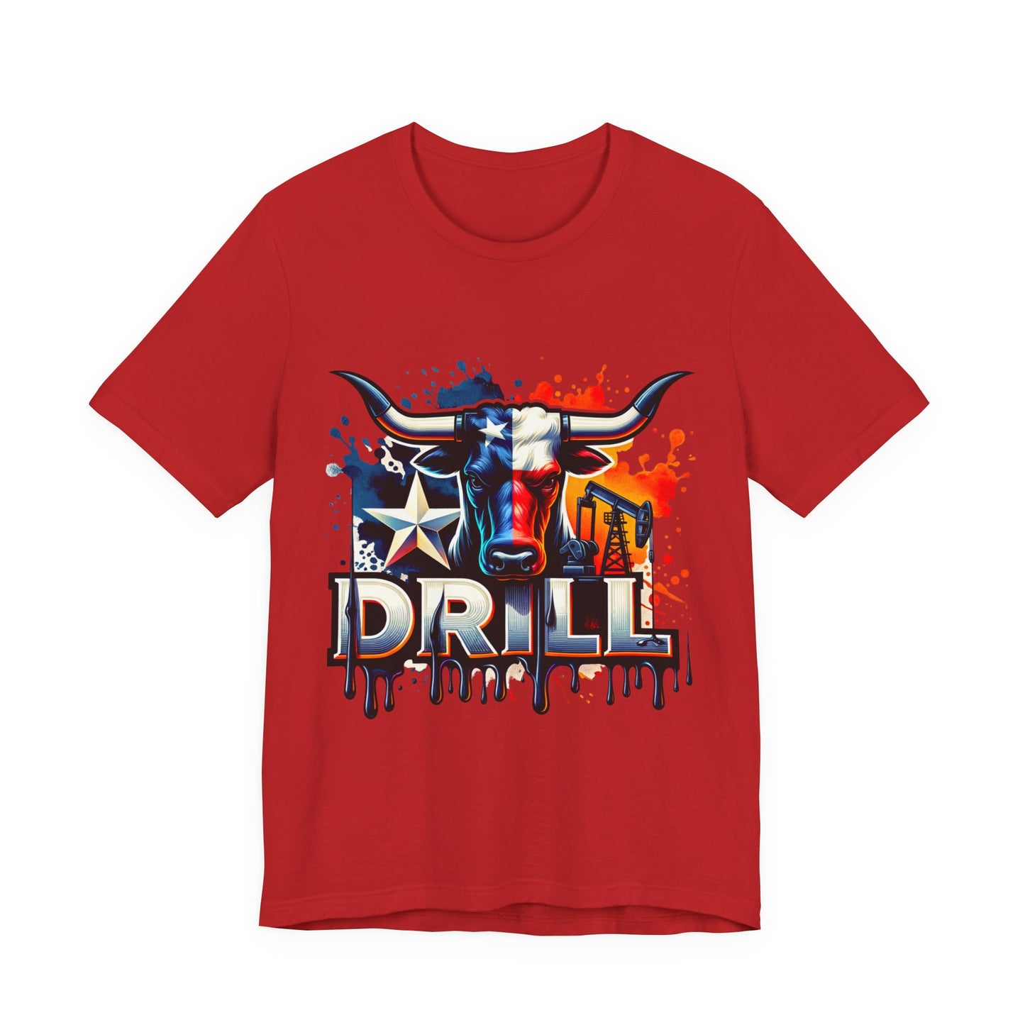 Drill Texas Bull Graphic Tee — American Flag Oilfield Design