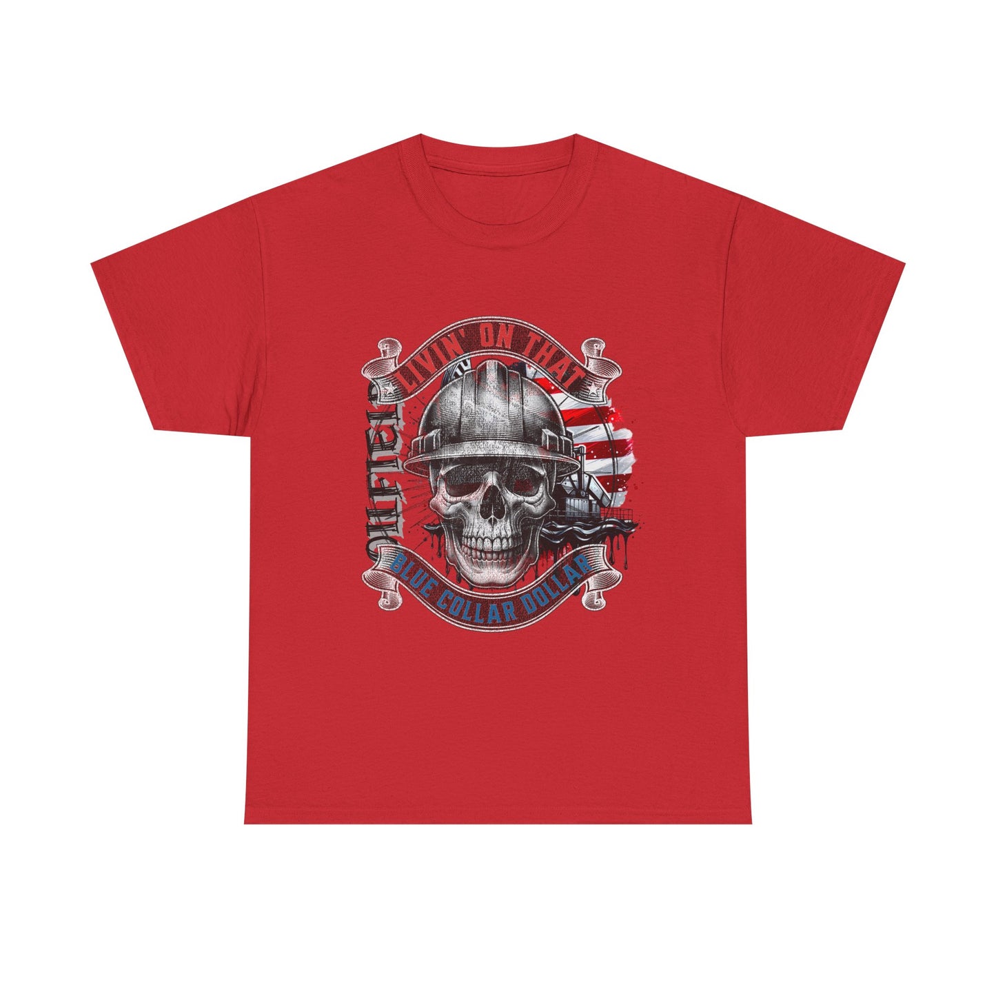 Graphic Tee — 'All Guts No Glory' Military Skull with American Flag