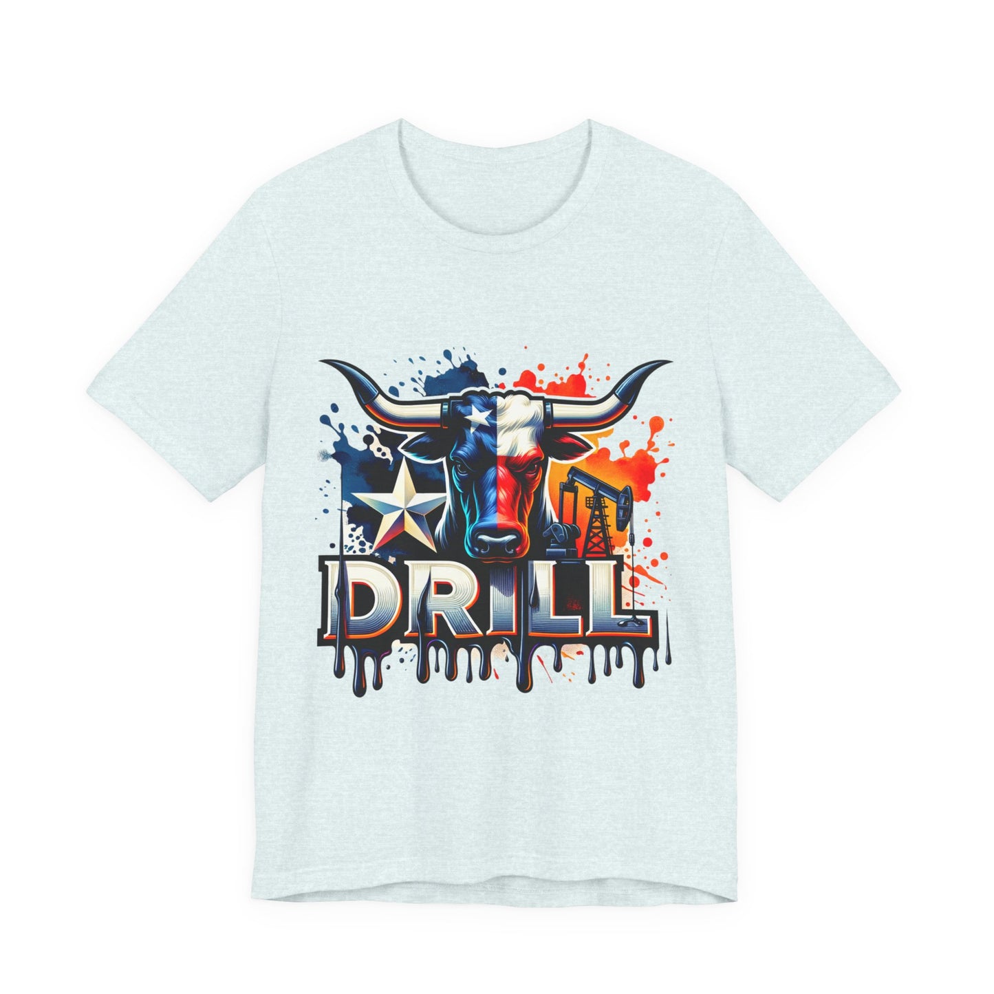 Drill Texas Bull Graphic Tee — American Flag Oilfield Design