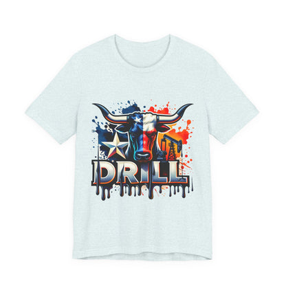 Drill Texas Bull Graphic Tee — American Flag Oilfield Design