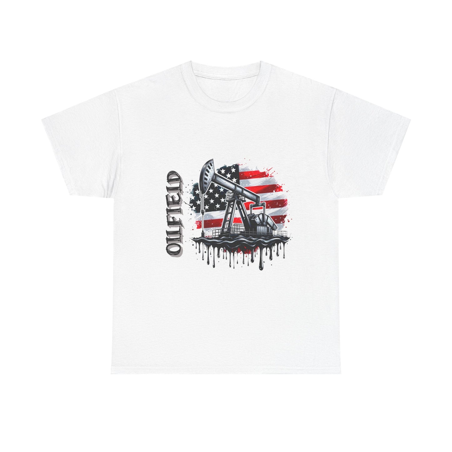 Oilfield USA Flag T-Shirt — American Oil Rig Graphic Tee