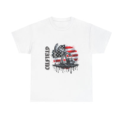 Oilfield USA Flag T-Shirt — American Oil Rig Graphic Tee