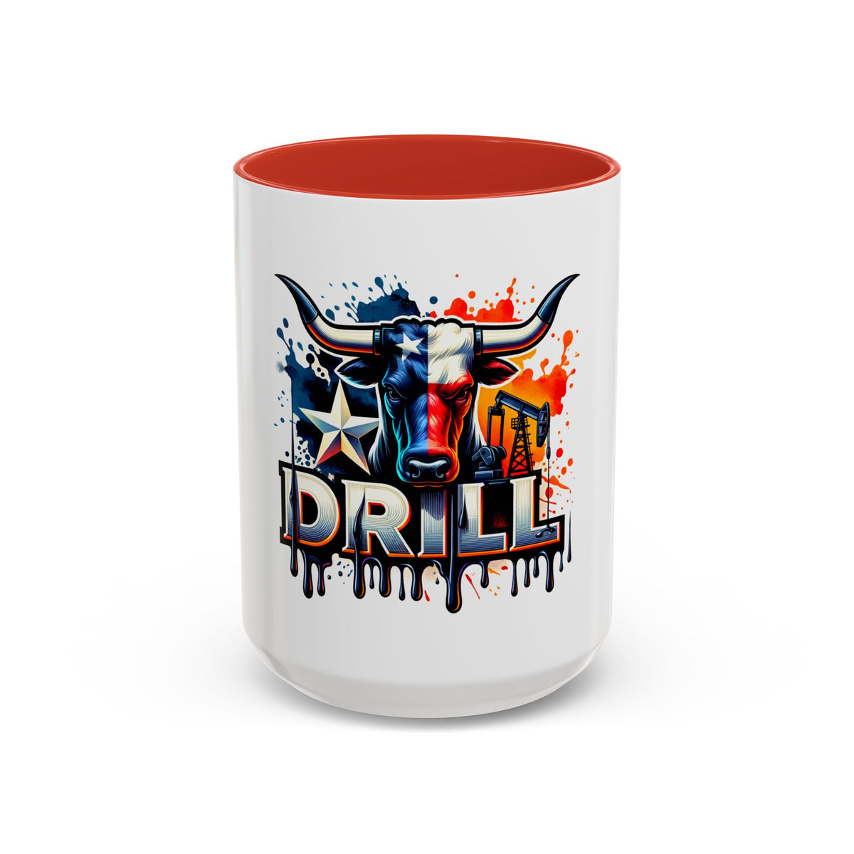 Drill Texas Bull Accent Coffee Mug – Oilfield Patriot 11/15oz