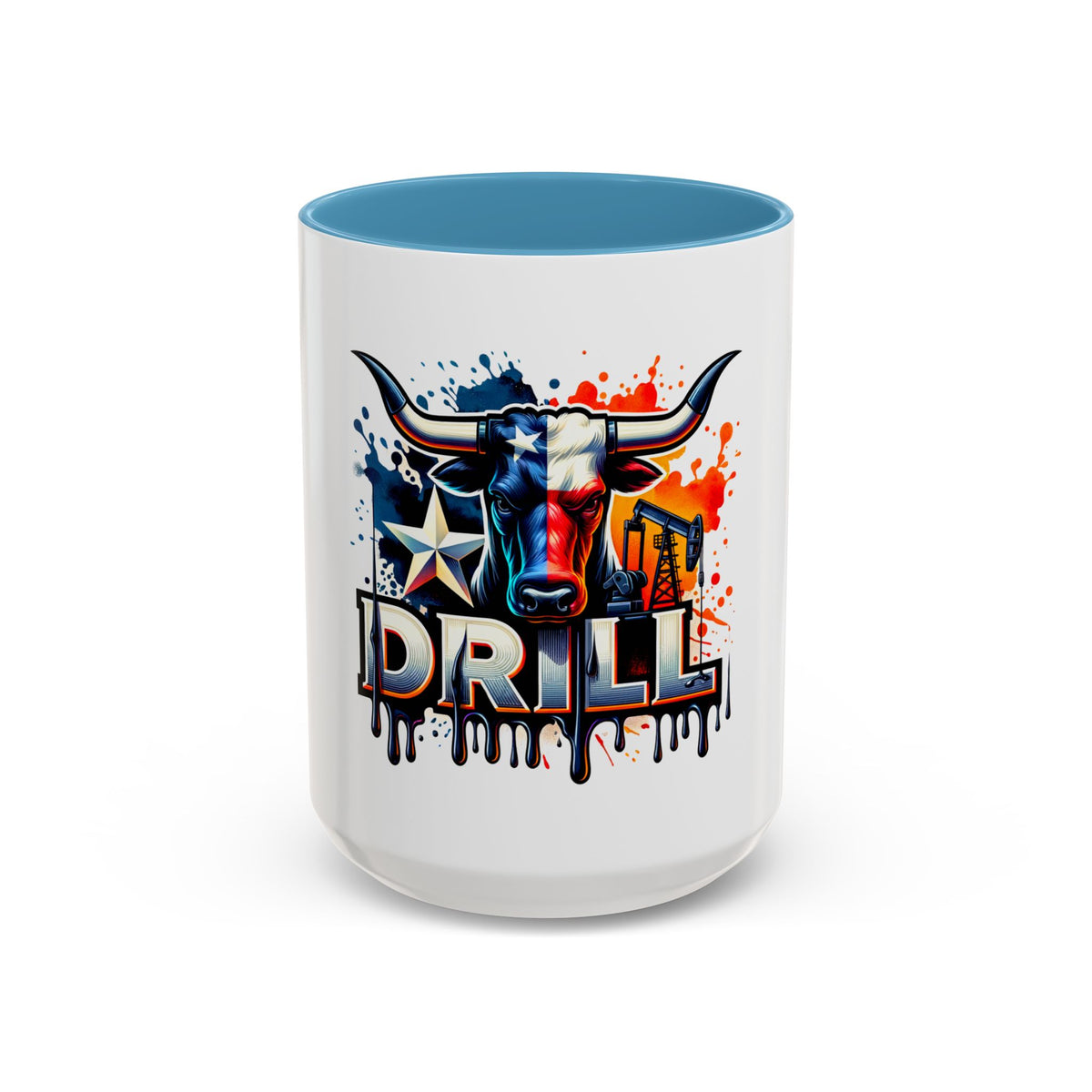 Drill Texas Bull Accent Coffee Mug – Oilfield Patriot 11/15oz