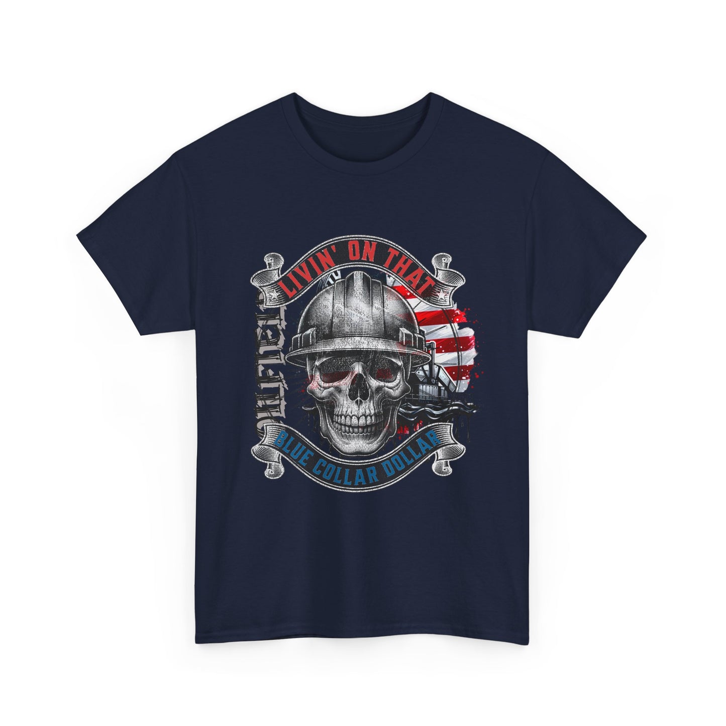 Graphic Tee — 'All Guts No Glory' Military Skull with American Flag