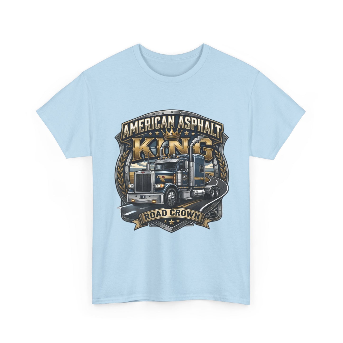 Trucker Tee — "American Asphalt King" Road Crown Semi Truck Graphic Shirt
