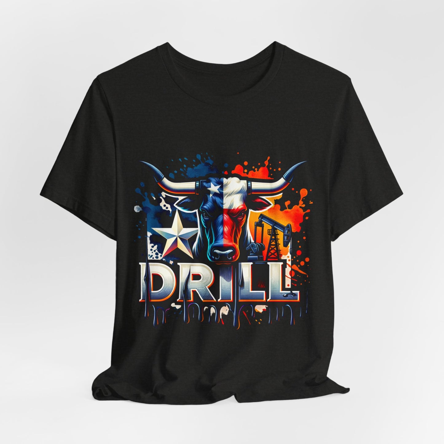 Drill Texas Bull Graphic Tee — American Flag Oilfield Design