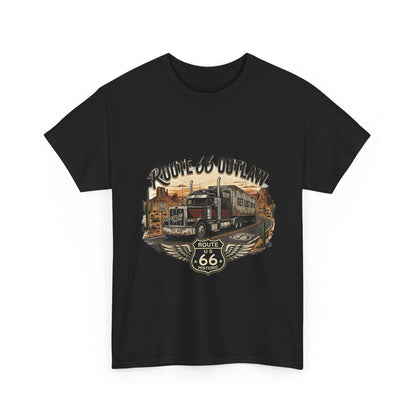 Route 66 Outlaw Trucker T‑Shirt — Vintage Route 66 Road Trip Tee