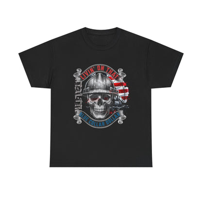 Graphic Tee — 'All Guts No Glory' Military Skull with American Flag