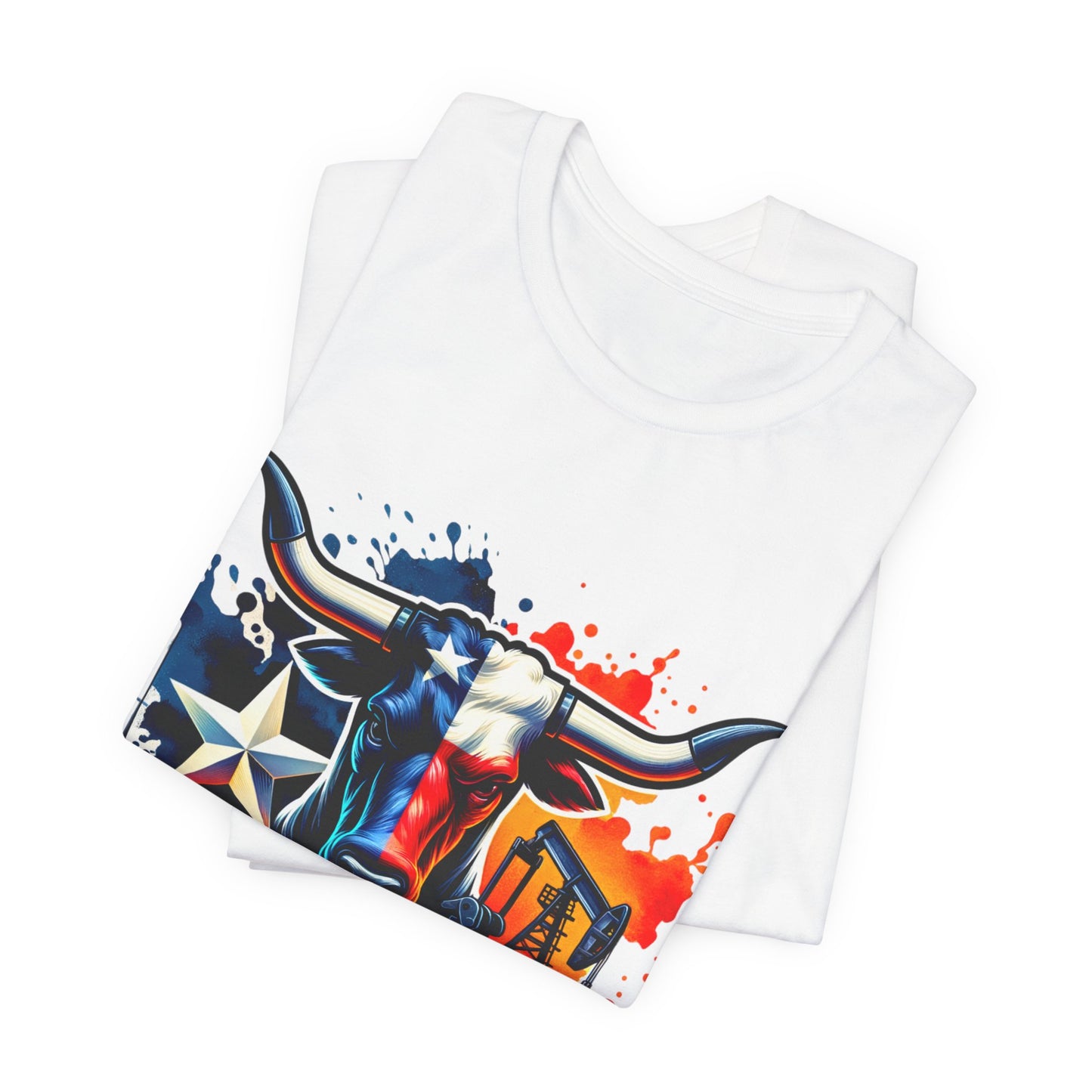 Drill Texas Bull Graphic Tee — American Flag Oilfield Design