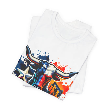 Drill Texas Bull Graphic Tee — American Flag Oilfield Design