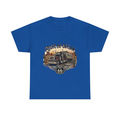 Route 66 Outlaw Trucker T‑Shirt — Vintage Route 66 Road Trip Tee