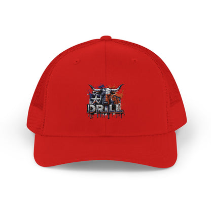 Trucker Cap — 'Drill' American Flag Skull Snapback