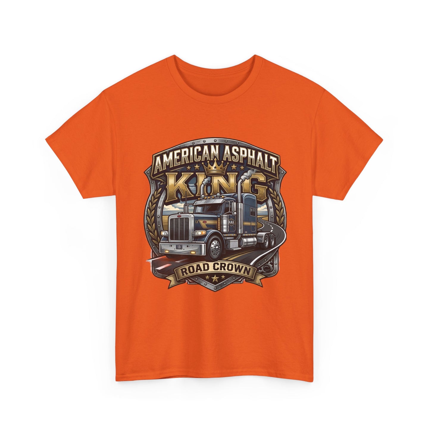 Trucker Tee — "American Asphalt King" Road Crown Semi Truck Graphic Shirt