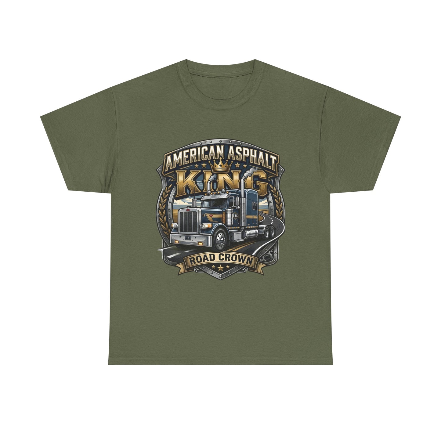 Trucker Tee — "American Asphalt King" Road Crown Semi Truck Graphic Shirt