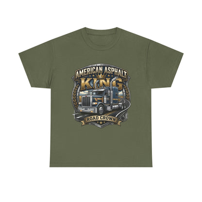 Trucker Tee — "American Asphalt King" Road Crown Semi Truck Graphic Shirt