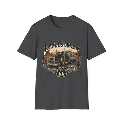 Route 66 Outlaw Trucker T-Shirt — Vintage Road Trip Tee