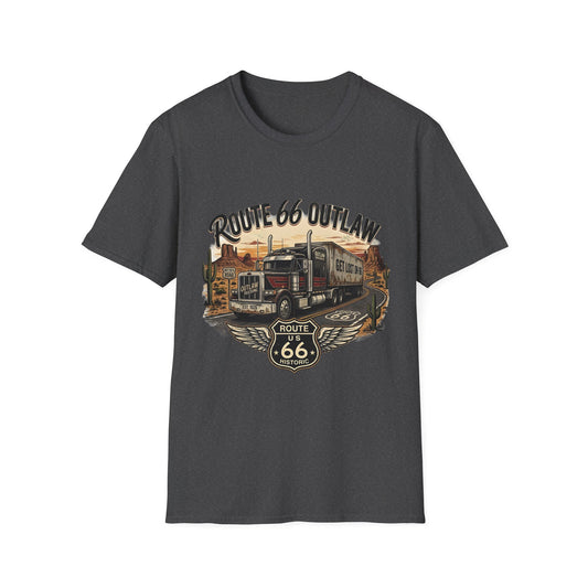Route 66 Outlaw Trucker T-Shirt — Vintage Road Trip Tee