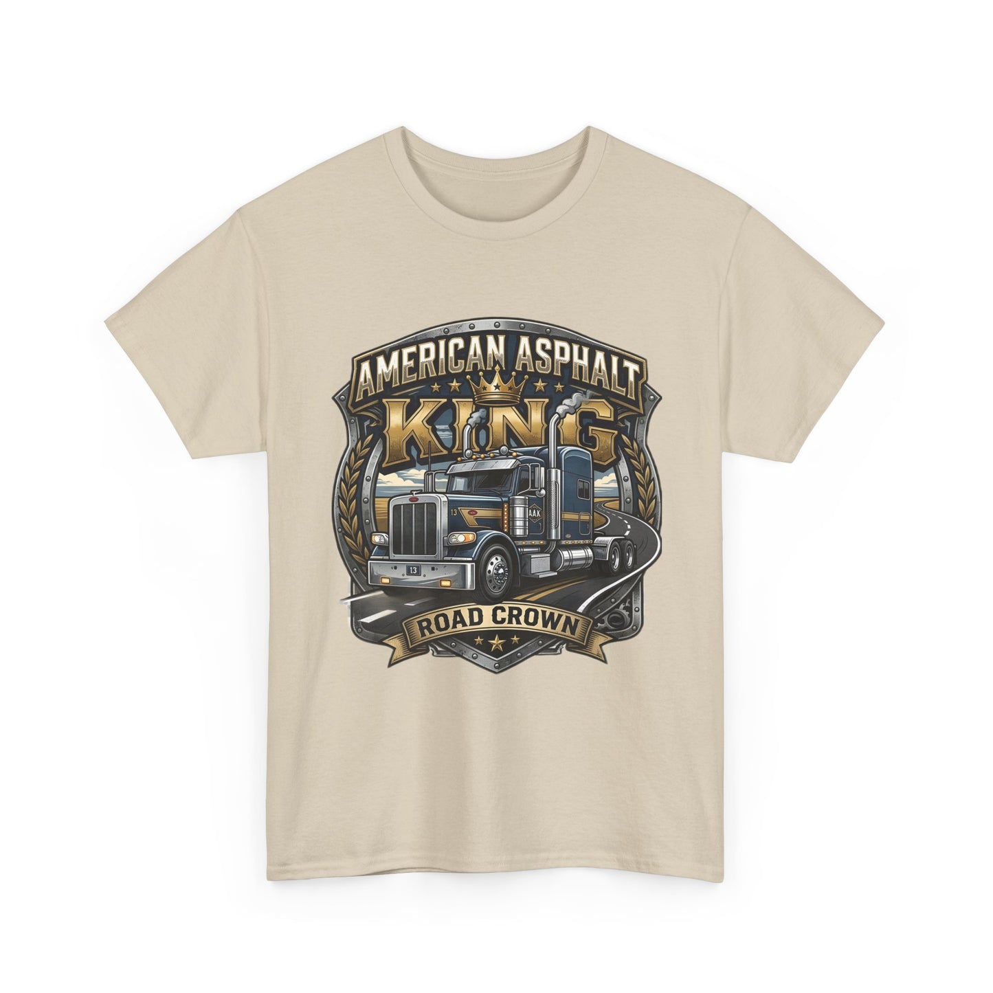Trucker Tee — "American Asphalt King" Road Crown Semi Truck Graphic Shirt