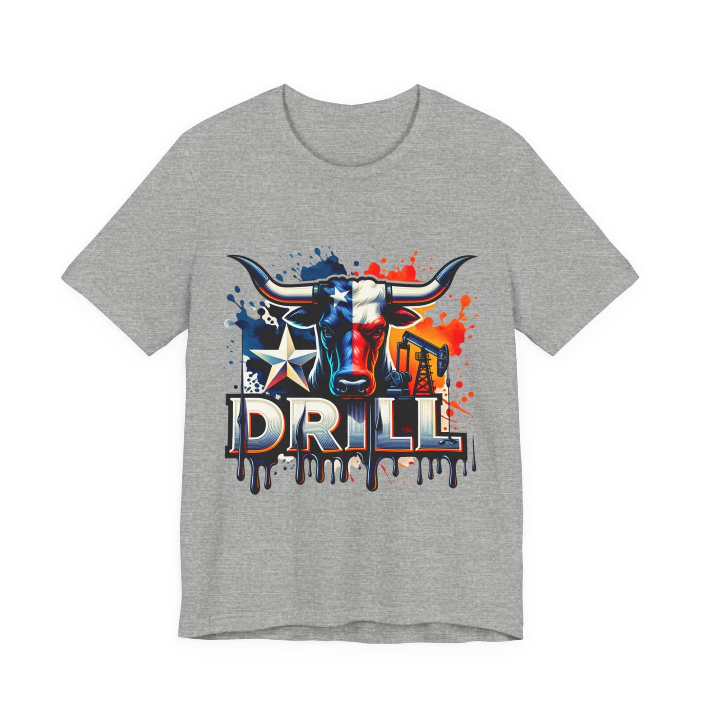 Drill Texas Bull Graphic Tee — American Flag Oilfield Design