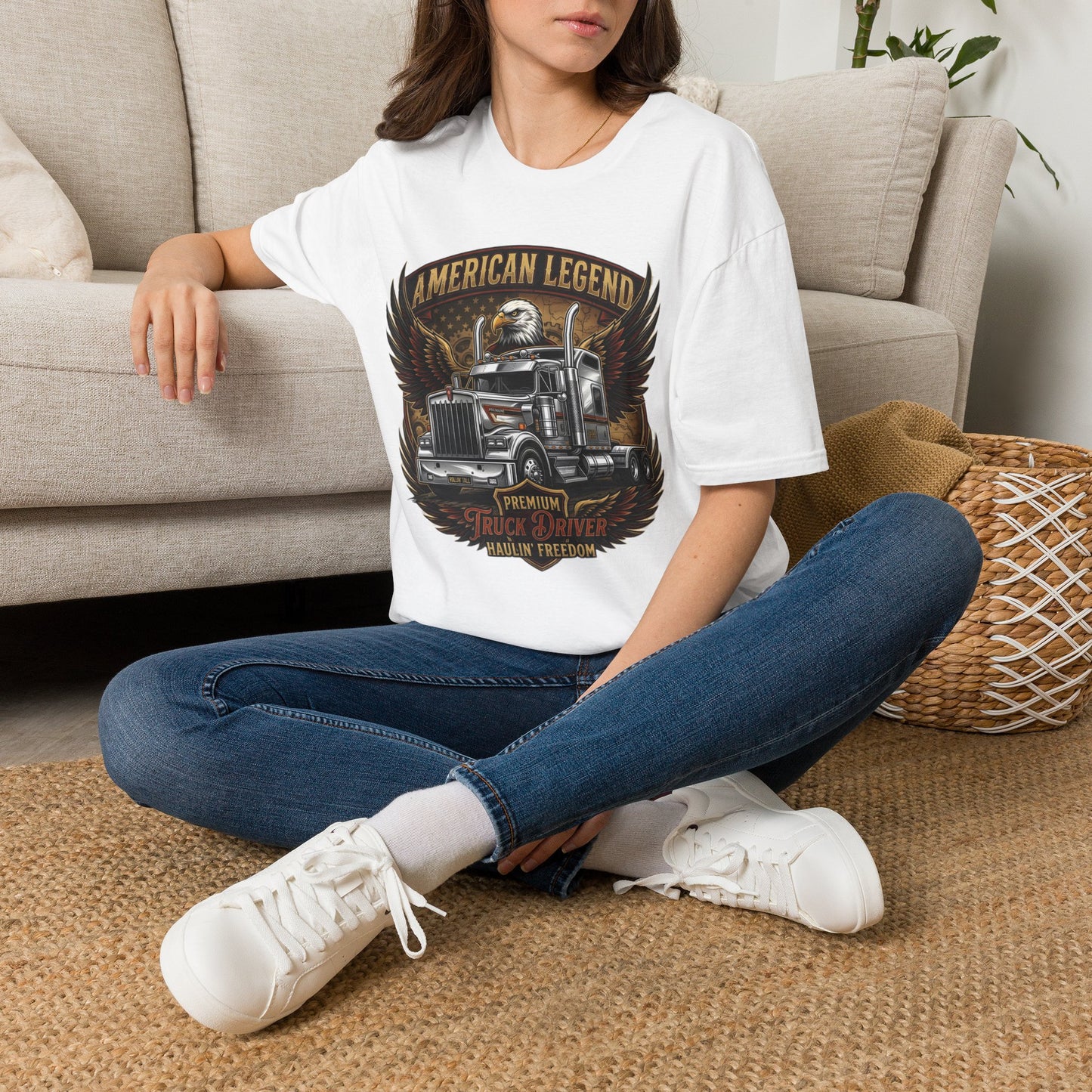 American Legend Trucking T‑Shirt — Eagle & Semi Truck Graphic
