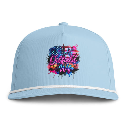 Oilfield Wife Rope Cap — Patriotic Neon Drip Hat