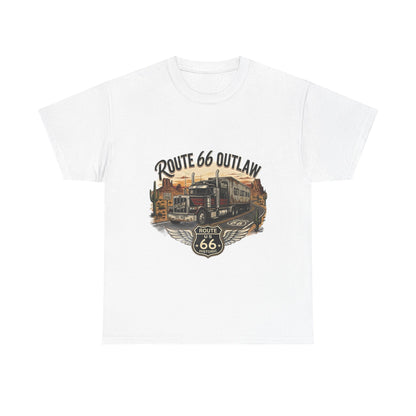 Route 66 Outlaw Trucker T‑Shirt — Vintage Route 66 Road Trip Tee