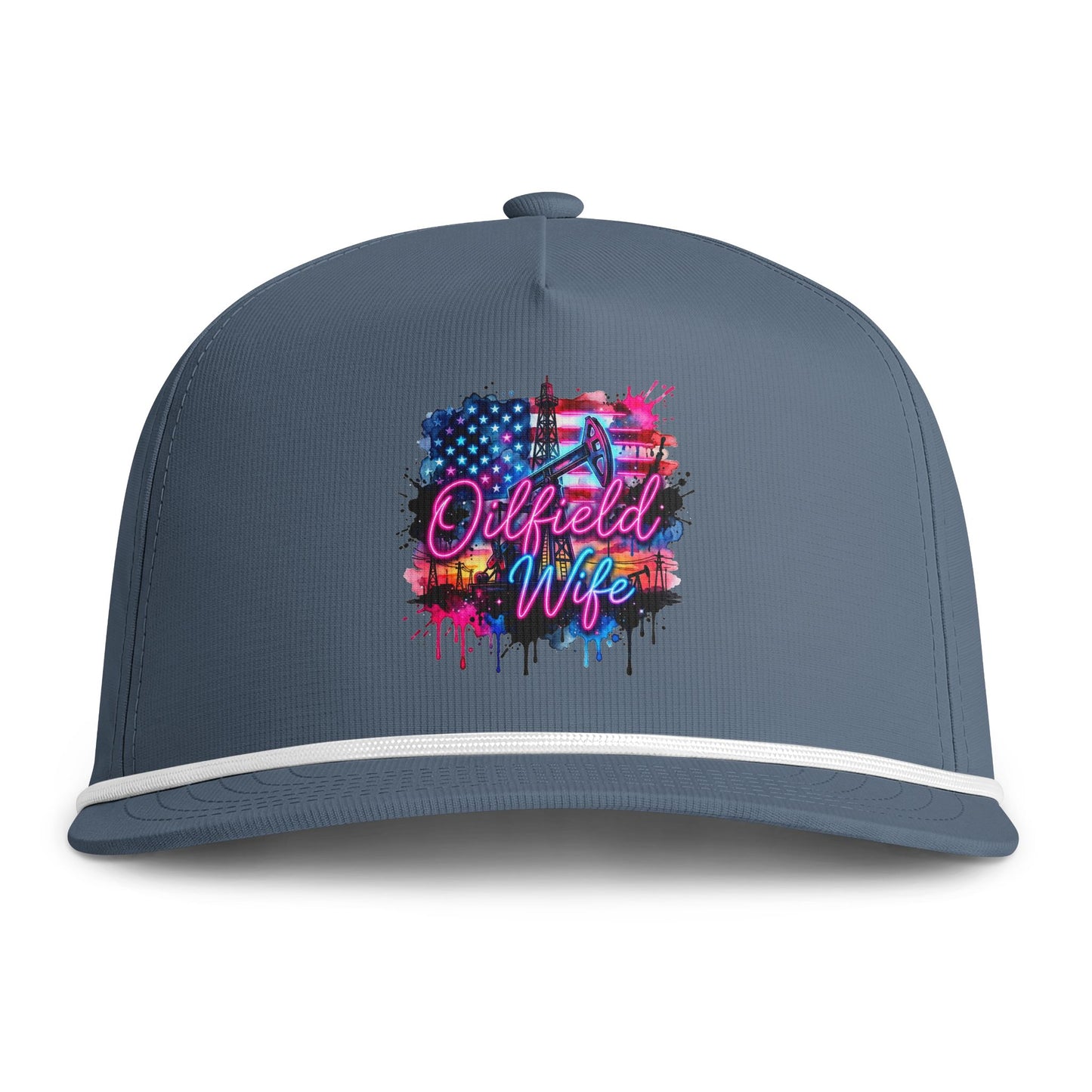 Oilfield Wife Rope Cap — Patriotic Neon Drip Hat