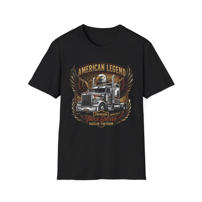 American Legend Trucking T‑Shirt — Eagle & Semi Truck Graphic