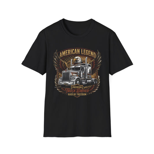 American Legend Trucking T‑Shirt — Eagle & Semi Truck Graphic