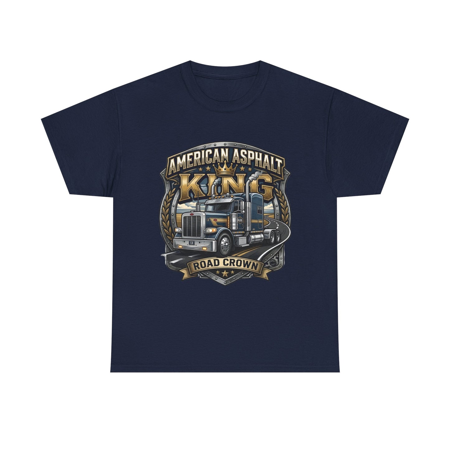 Trucker Tee — "American Asphalt King" Road Crown Semi Truck Graphic Shirt