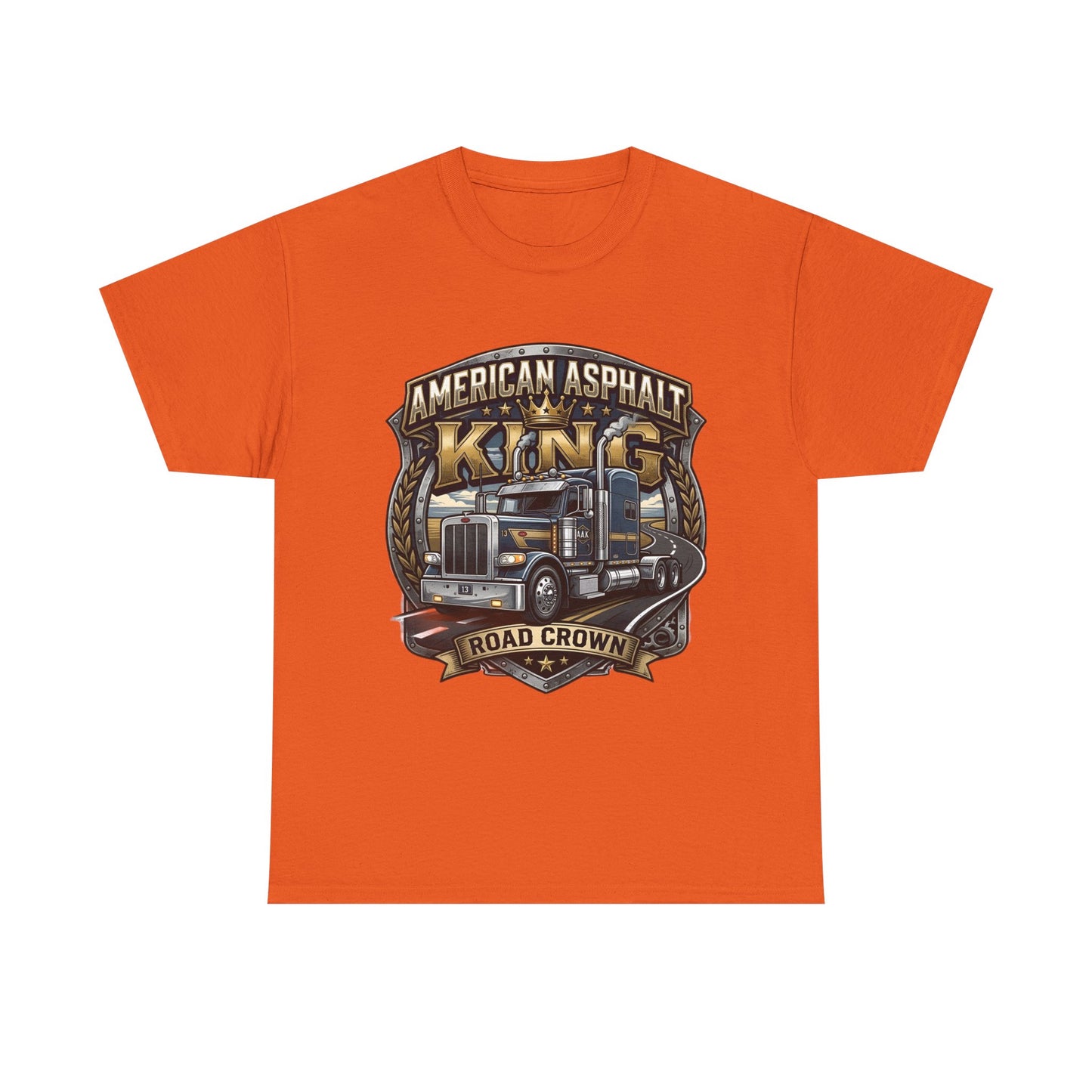 Trucker Tee — "American Asphalt King" Road Crown Semi Truck Graphic Shirt