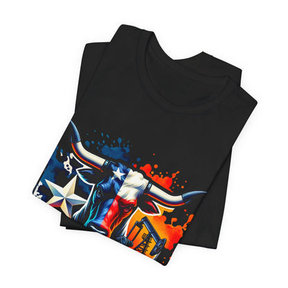 Drill Texas Bull Graphic Tee — American Flag Oilfield Design