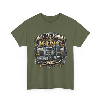 Trucker Tee — "American Asphalt King" Road Crown Semi Truck Graphic Shirt