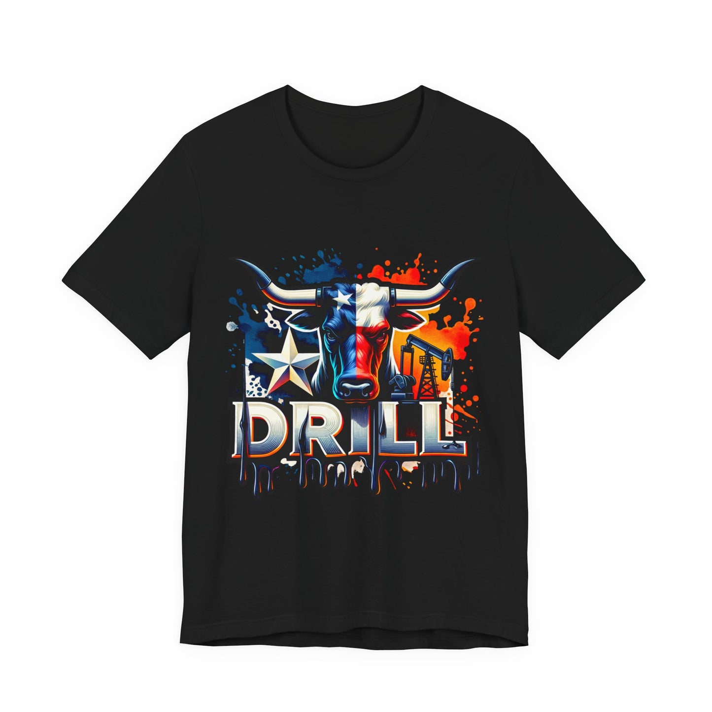 Drill Texas Bull Graphic Tee — American Flag Oilfield Design