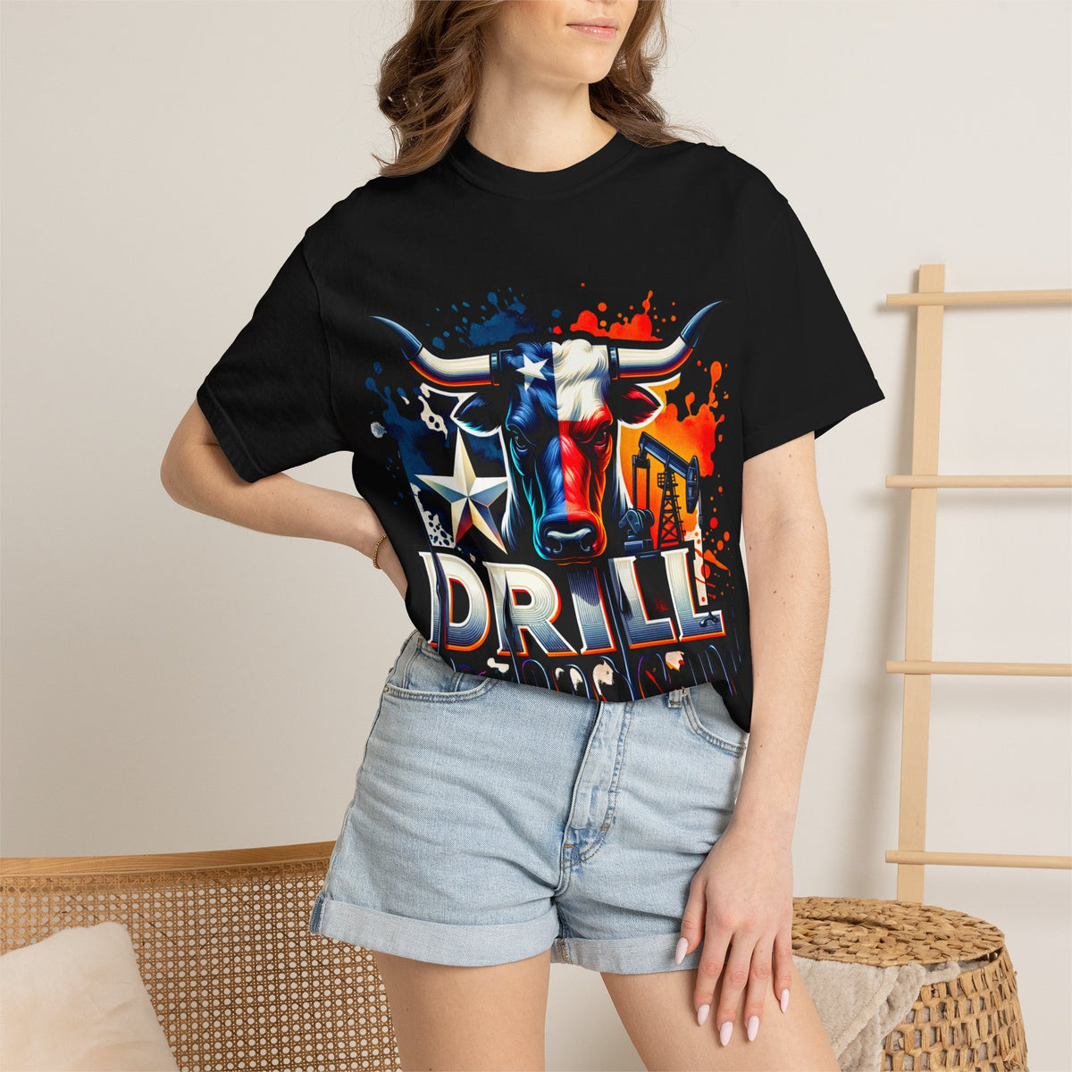 Drill Texas Bull T-Shirt — Patriotic Oilfield Graphic Tee