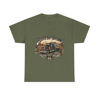 Route 66 Outlaw Trucker T‑Shirt — Vintage Route 66 Road Trip Tee